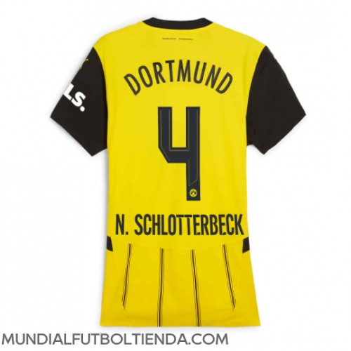 Camiseta Borussia Dortmund Nico Schlotterbeck #4 Primera Equipación Replica 2024-25 para mujer mangas cortas